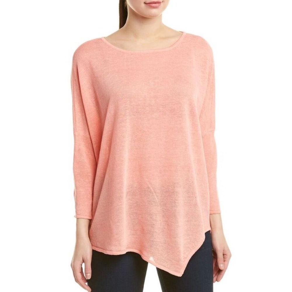 Incashmere 100% Linen Sheer Lightweight Sz S Asymmetrical Tunic Top